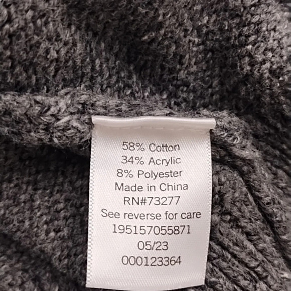 Super Soft Cotton Blend Zip Mock Neck Sweater Charcoal Gray/Cream White Flecks - Picture 7 of 9